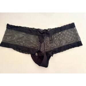Victoria's Secret Sexy Little Things Black Mesh Lace Up Panty Large NWOT